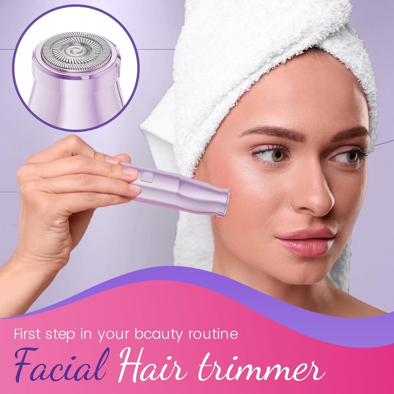 pritech Bikini Trimmer for Women 2 in 1 Electric Razor for Women Face - Wet and Dry Electric Lady Shaver, Smooth Facial Hair Remover and Body Hair Trimmer for Bikini Leg Underarm Face Private Area, Purple - Image 5